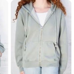 Brandy Melville sage green zip up hoodie